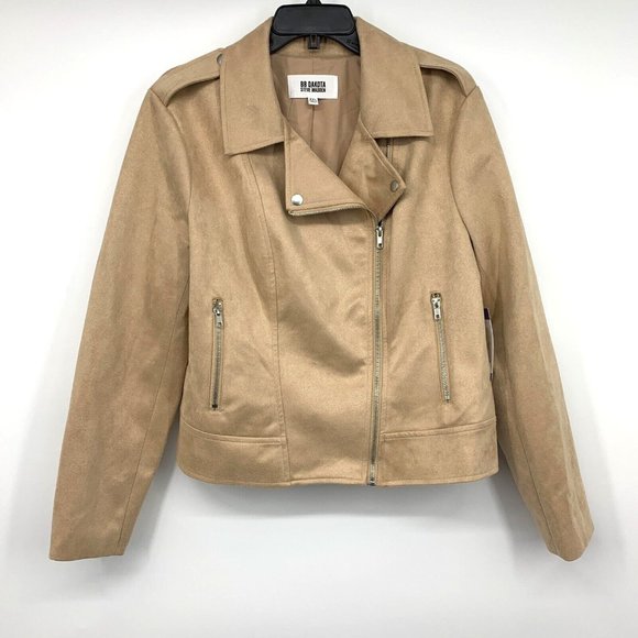 BB Dakota Jackets & Blazers - BB Dakota Steve Madden Jacket Vegan Suede Moto Brown Full Zip NWT